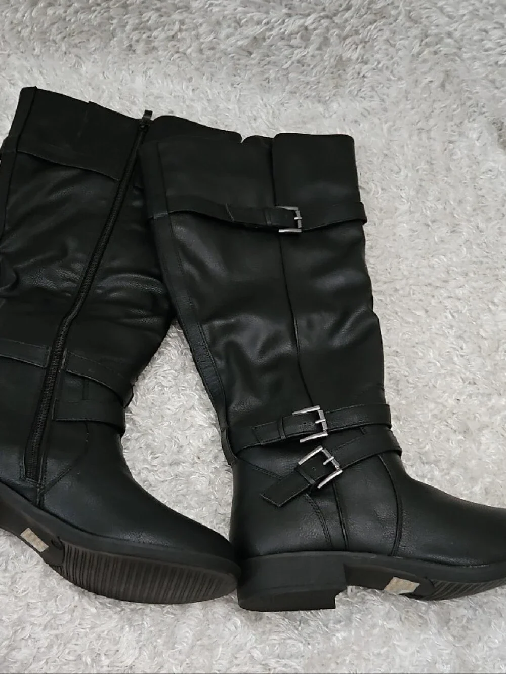 Journee Collection Black Over-the-Knee Wide Calf Buckle Riding Boots